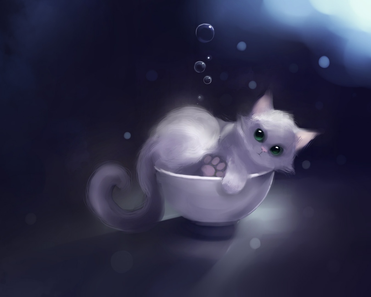 Котёнок в миске обои