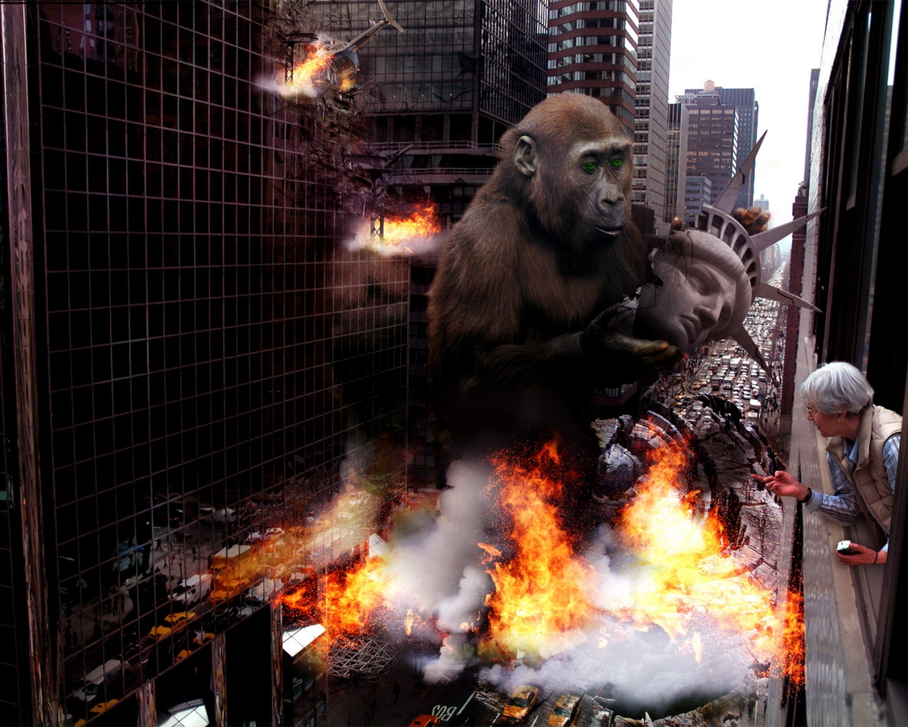 Обезьяна терроизирует Нью-Йорк обои