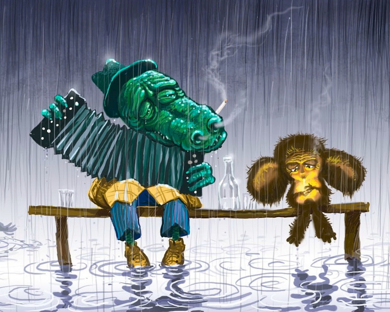 Гена и Чебурашка обои