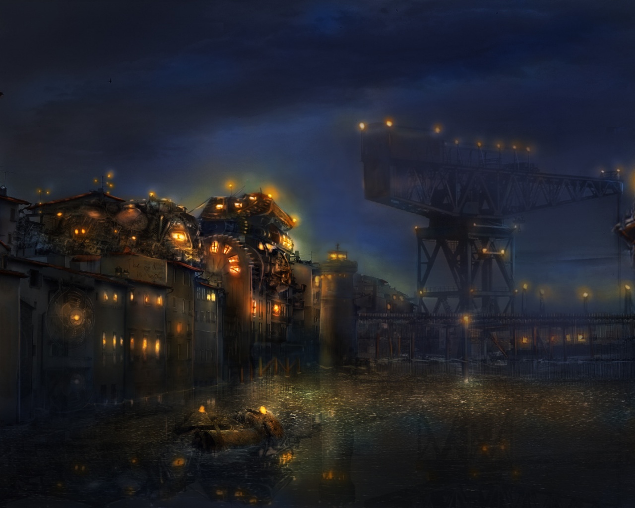 Портовые огни обои