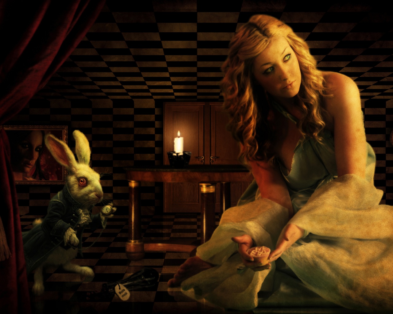 Алиса и белый кролик обои