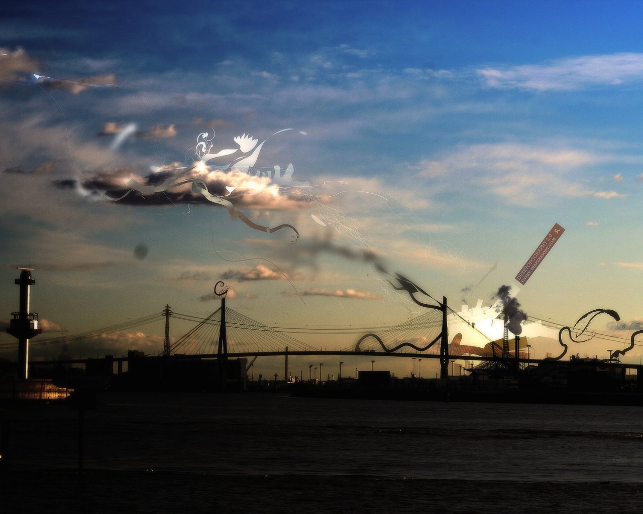 Абстракиця над мостом обои