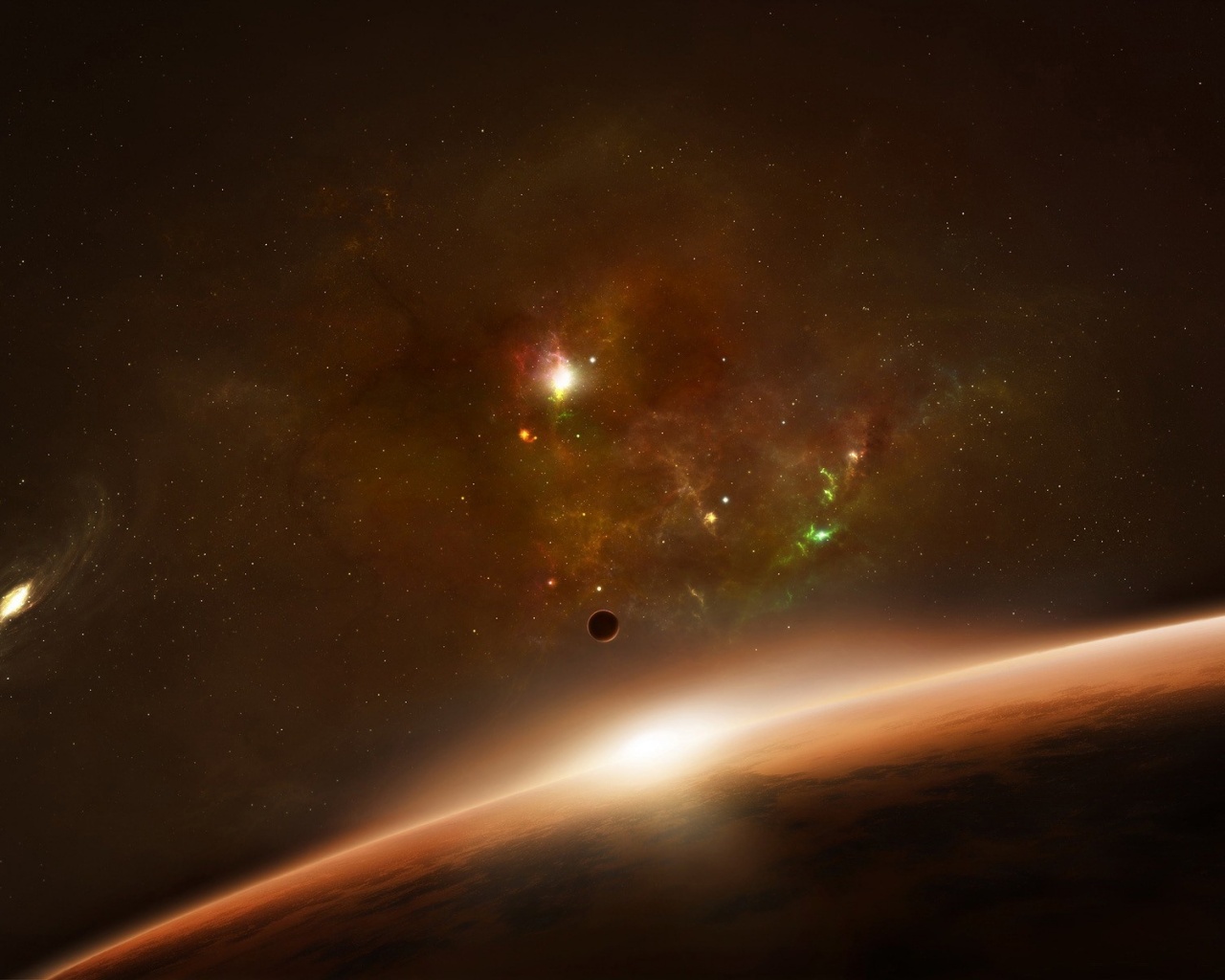 Восход в космосе обои