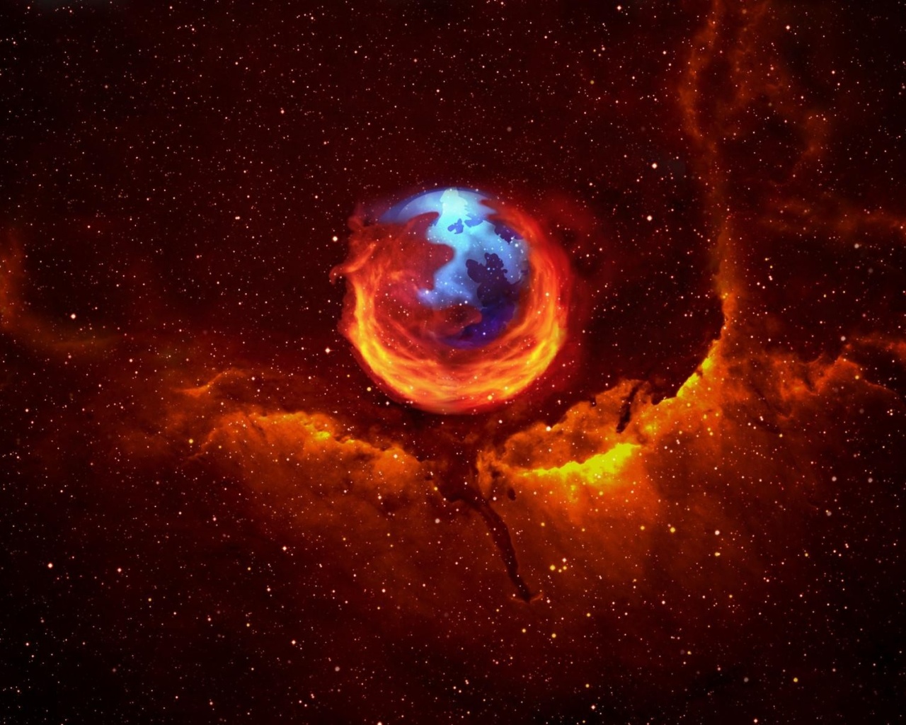 Firefox в космосе обои