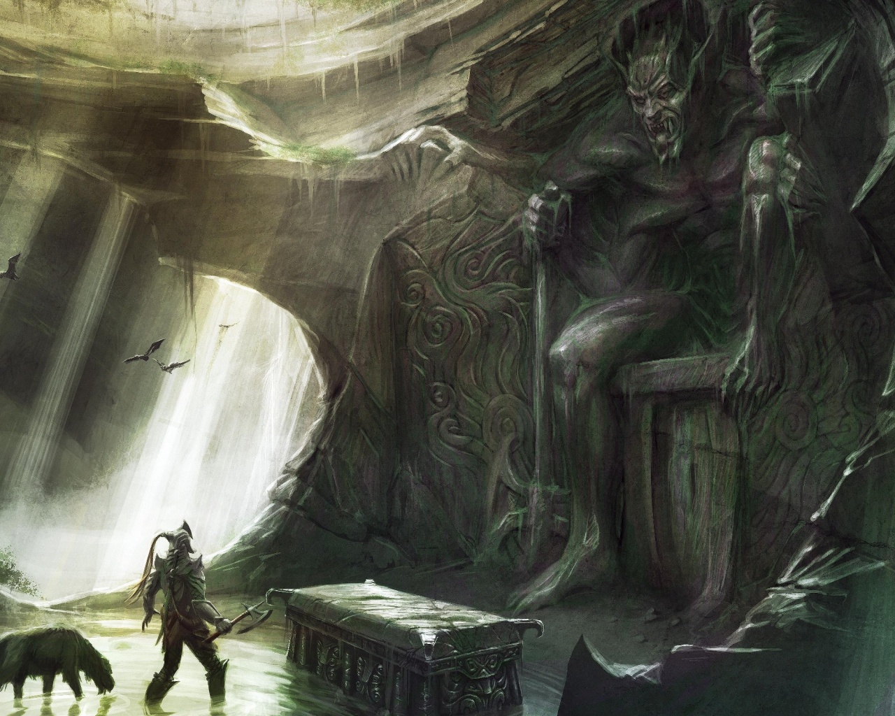 Довакин и Барбас в святилище Клавикуса Вайла обои