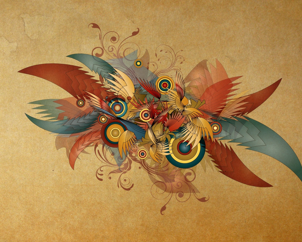 Перья и круги обои