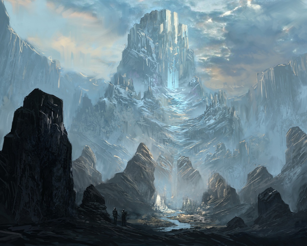 Город в горах обои