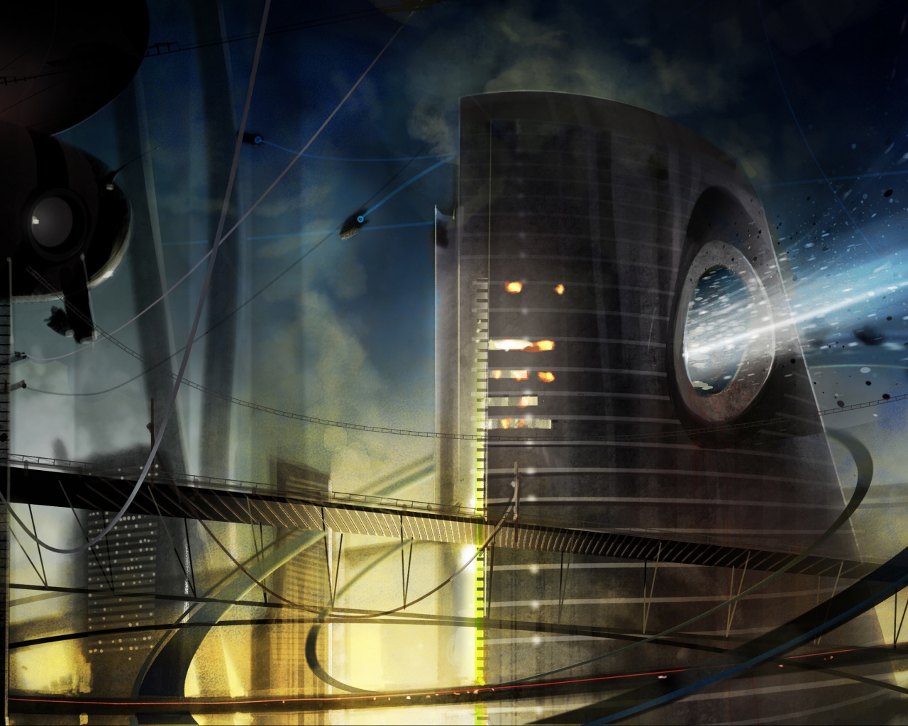 Выброс в городе будущего обои