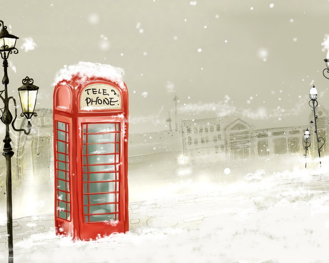 Лондонская телефонная будка обои