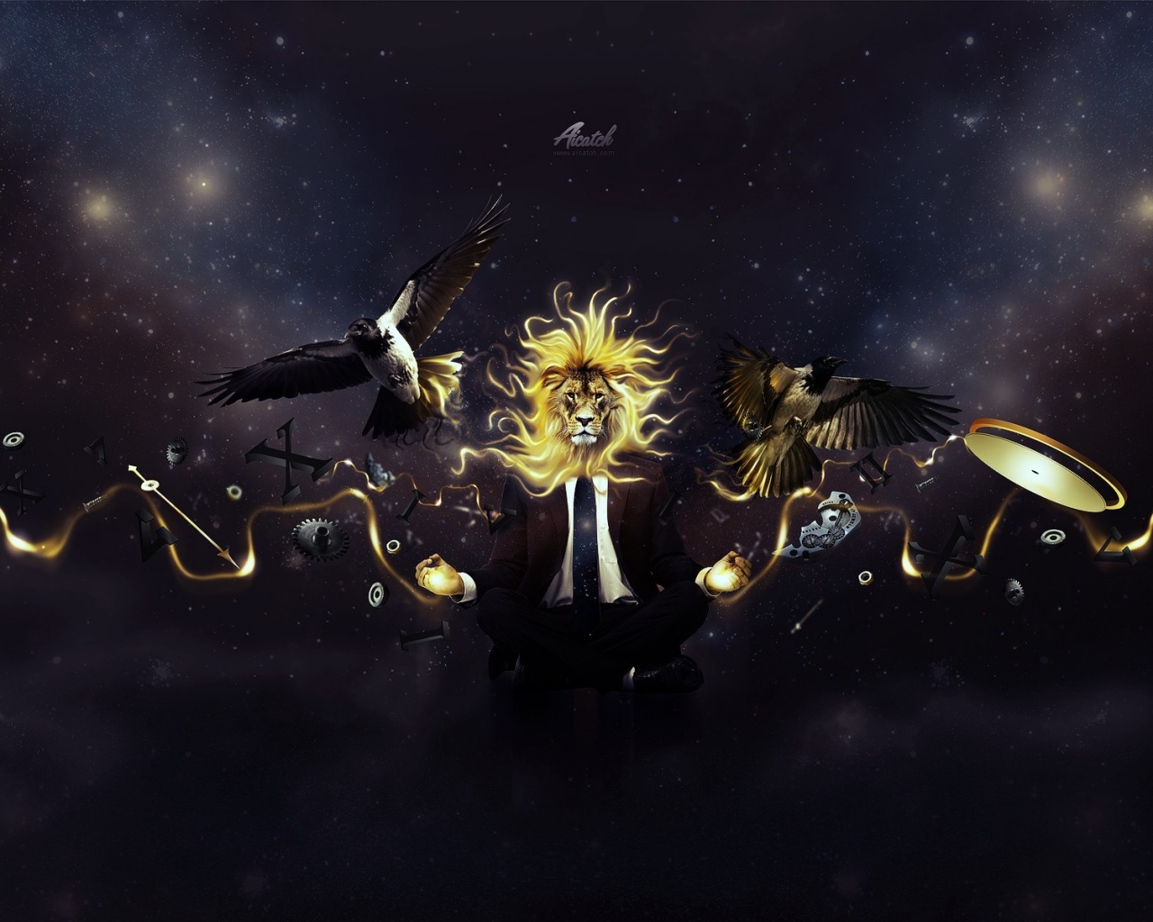 Мужчина с головой льва обои