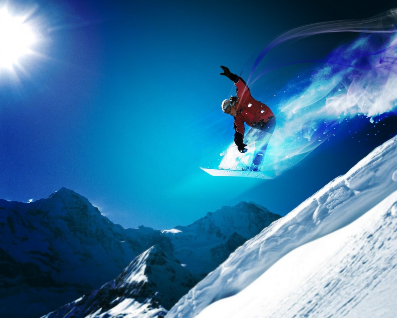 Сноубордист в прыжке обои