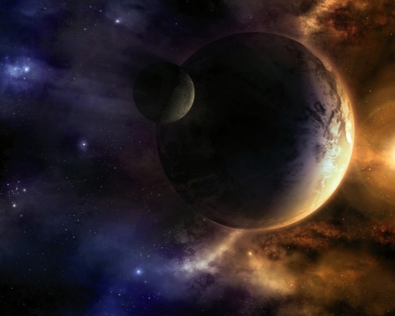 Планета с одним спутником обои