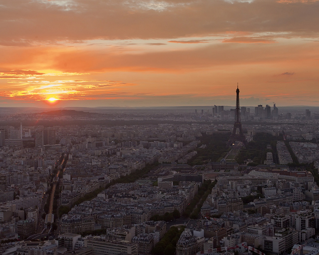 Вид на вечерний Париж обои