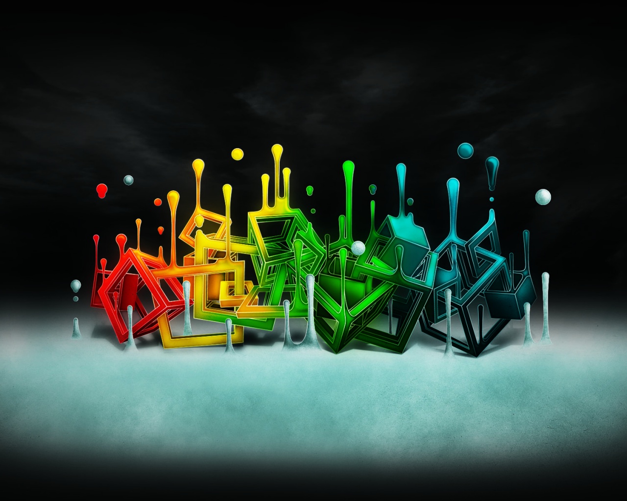 Цветные переплетающиеся кубы обои