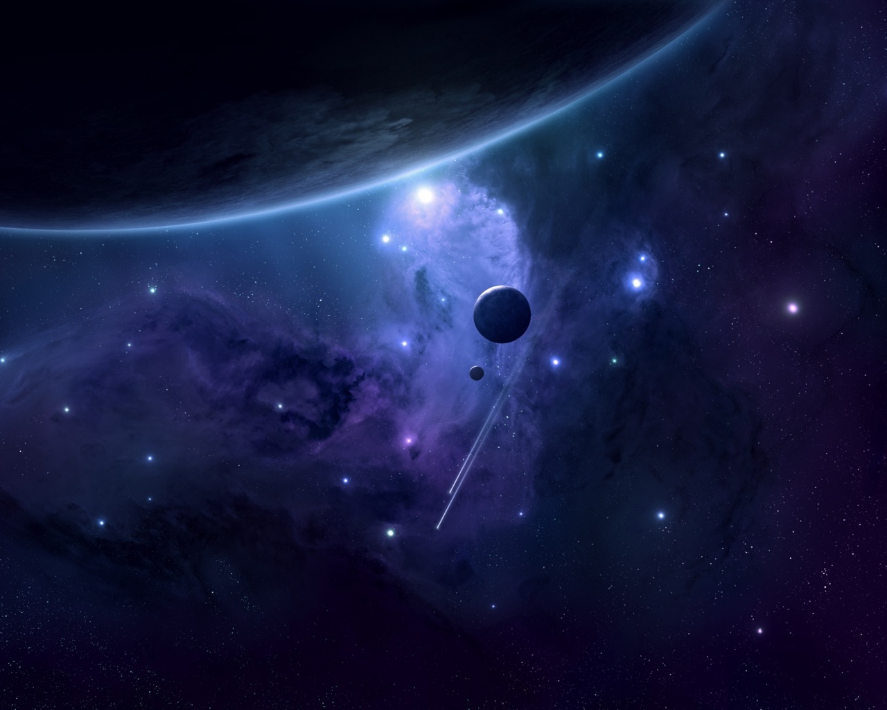 Комета пролетает мимо планеты обои
