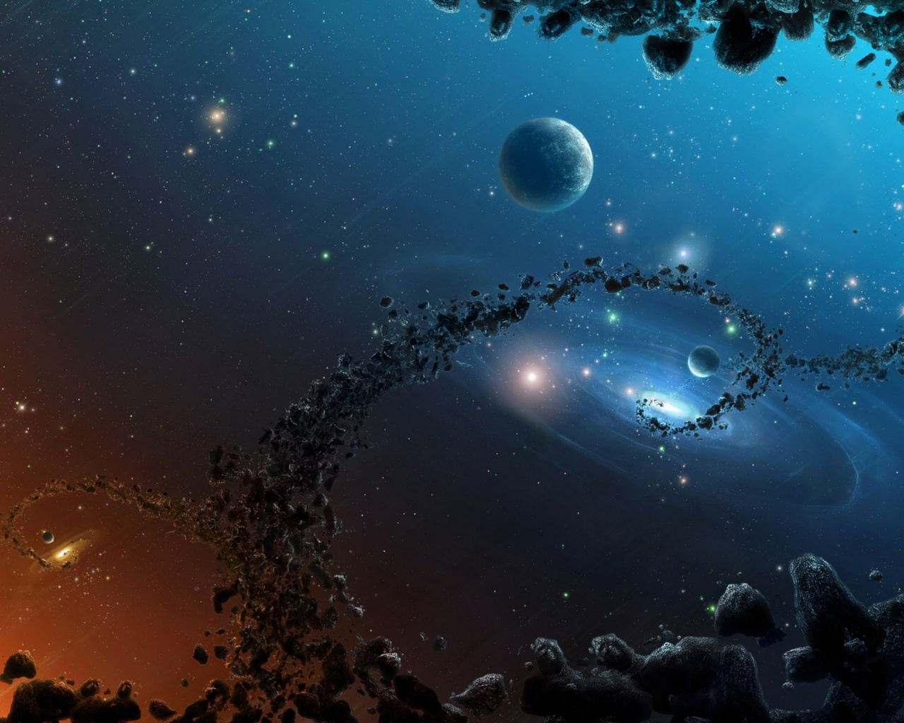 Причудливый пояс астероидов обои