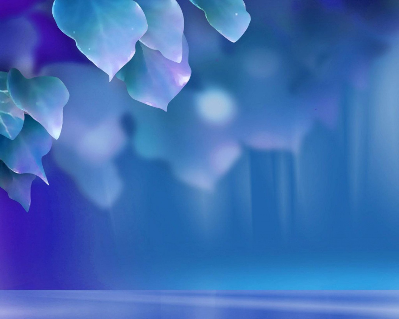 Синие листья обои