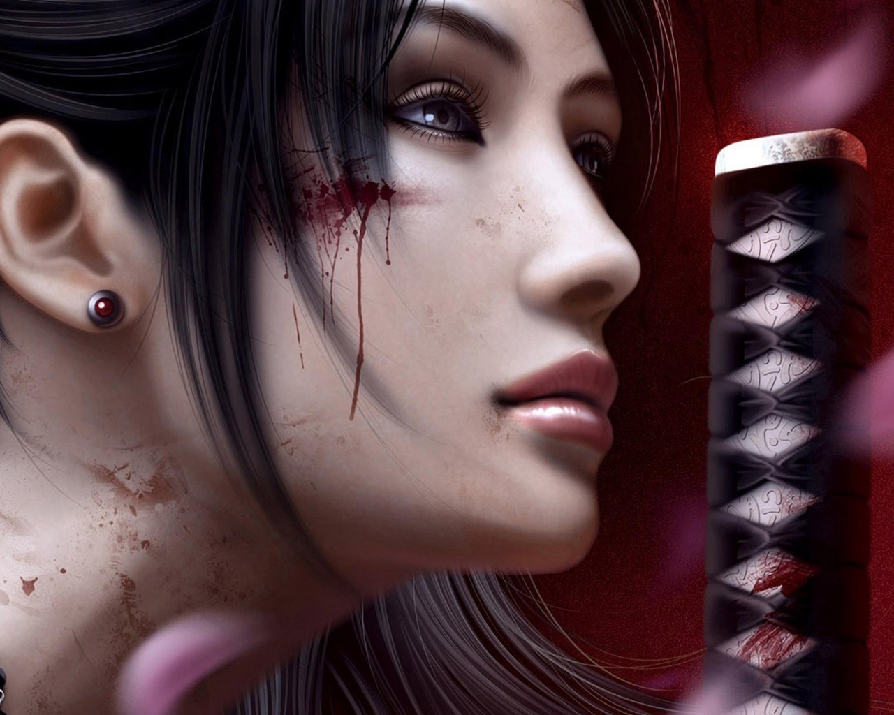 Японка с катаной обои