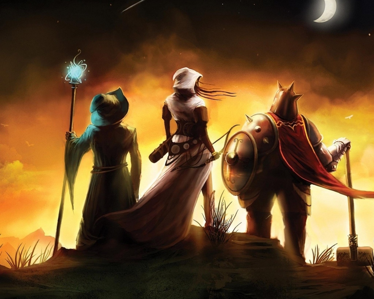 Воин, лучник и маг обои