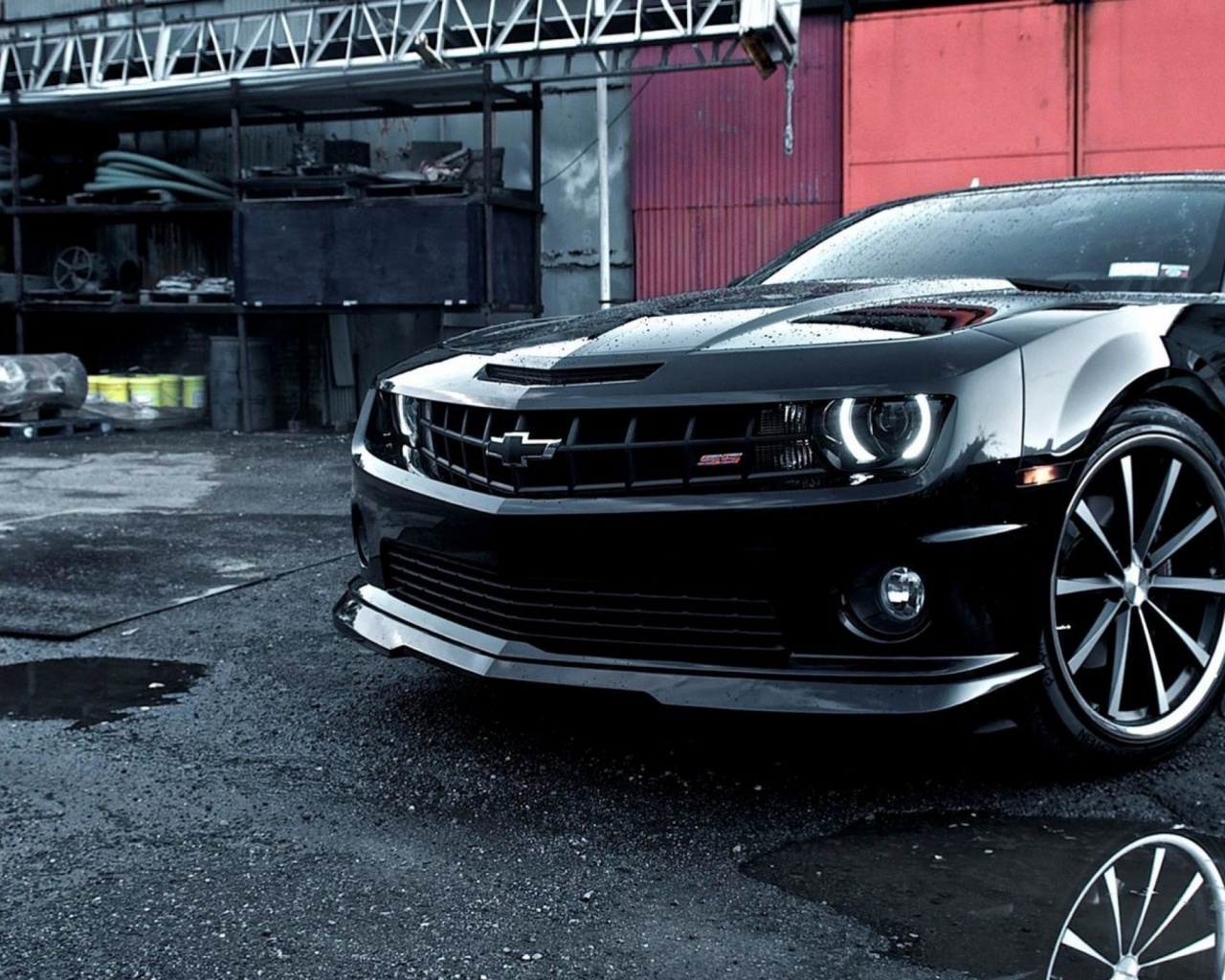 Черный шевроле камаро SS обои