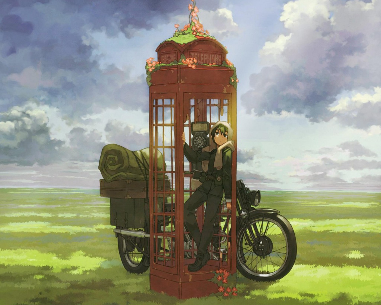 Парень в телефонной будке обои