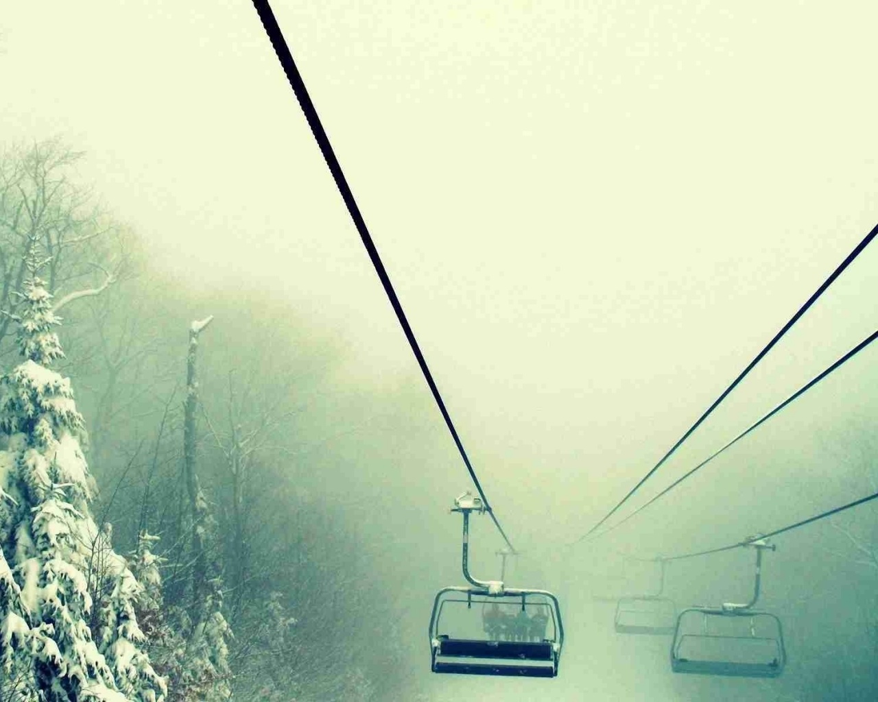 Канатная дорога в зиму обои