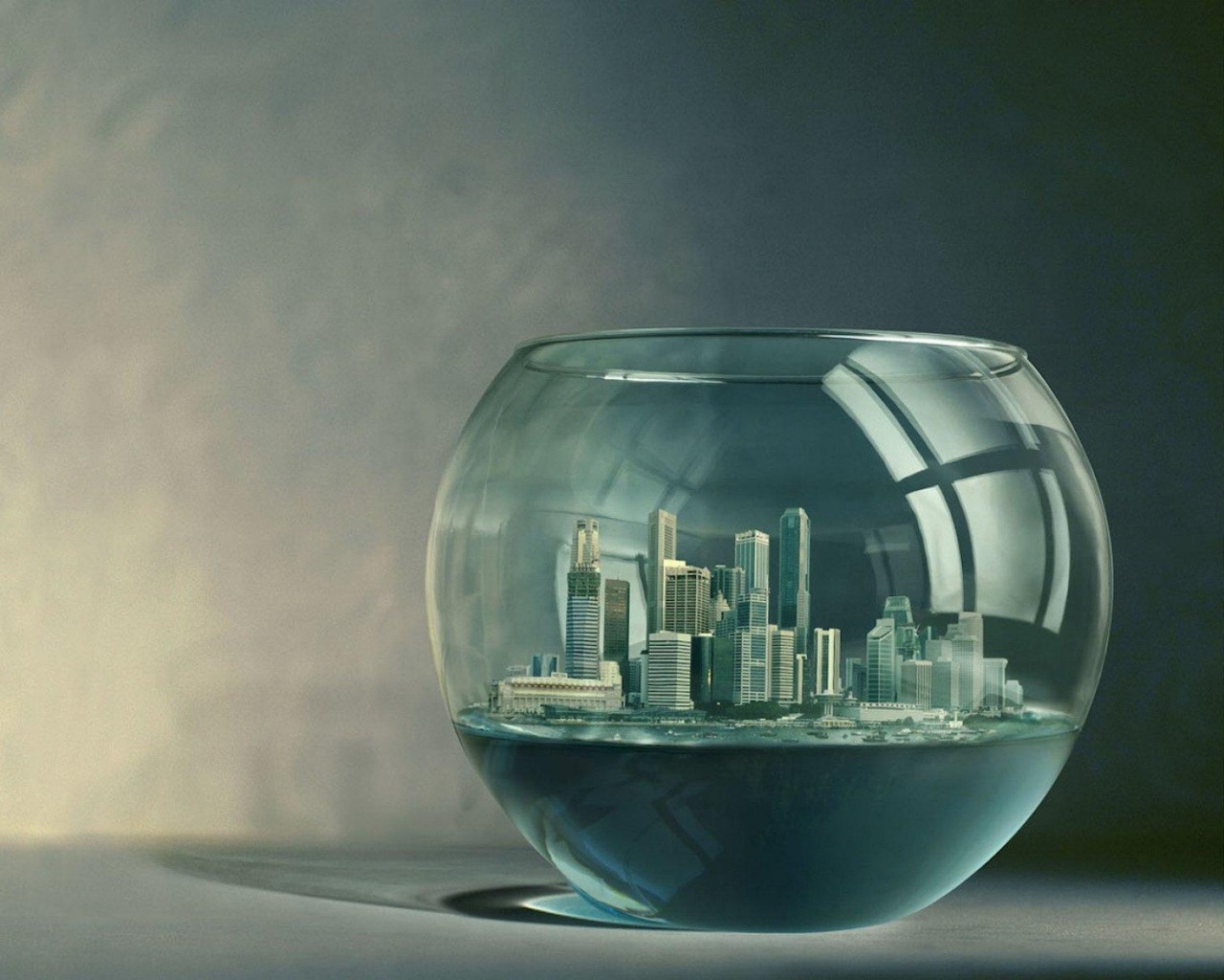 Город в аквариуме обои