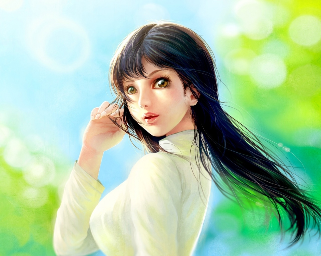 Девушка вполоборота обои