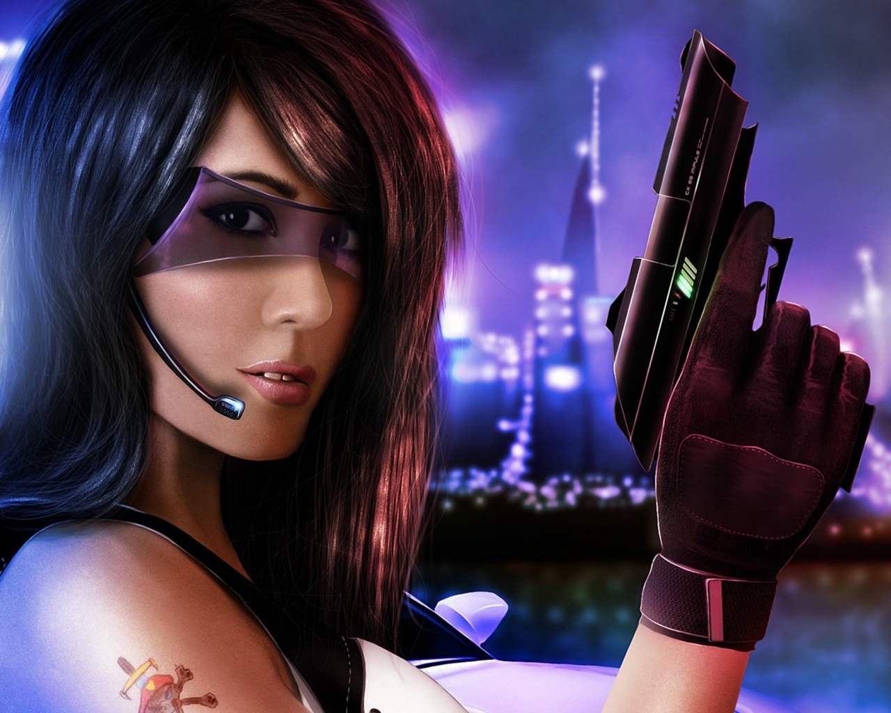 Девушка из будущего с пистолетом обои