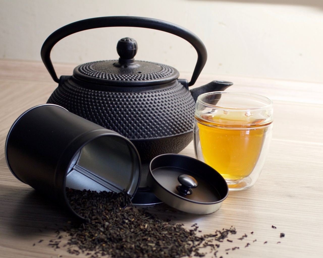 Черный чайный набор обои