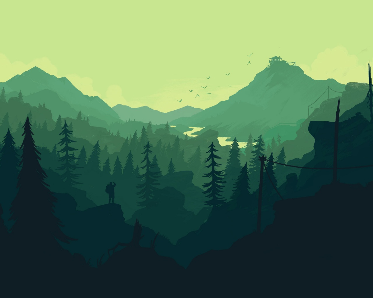 Зеленый Firewatch обои