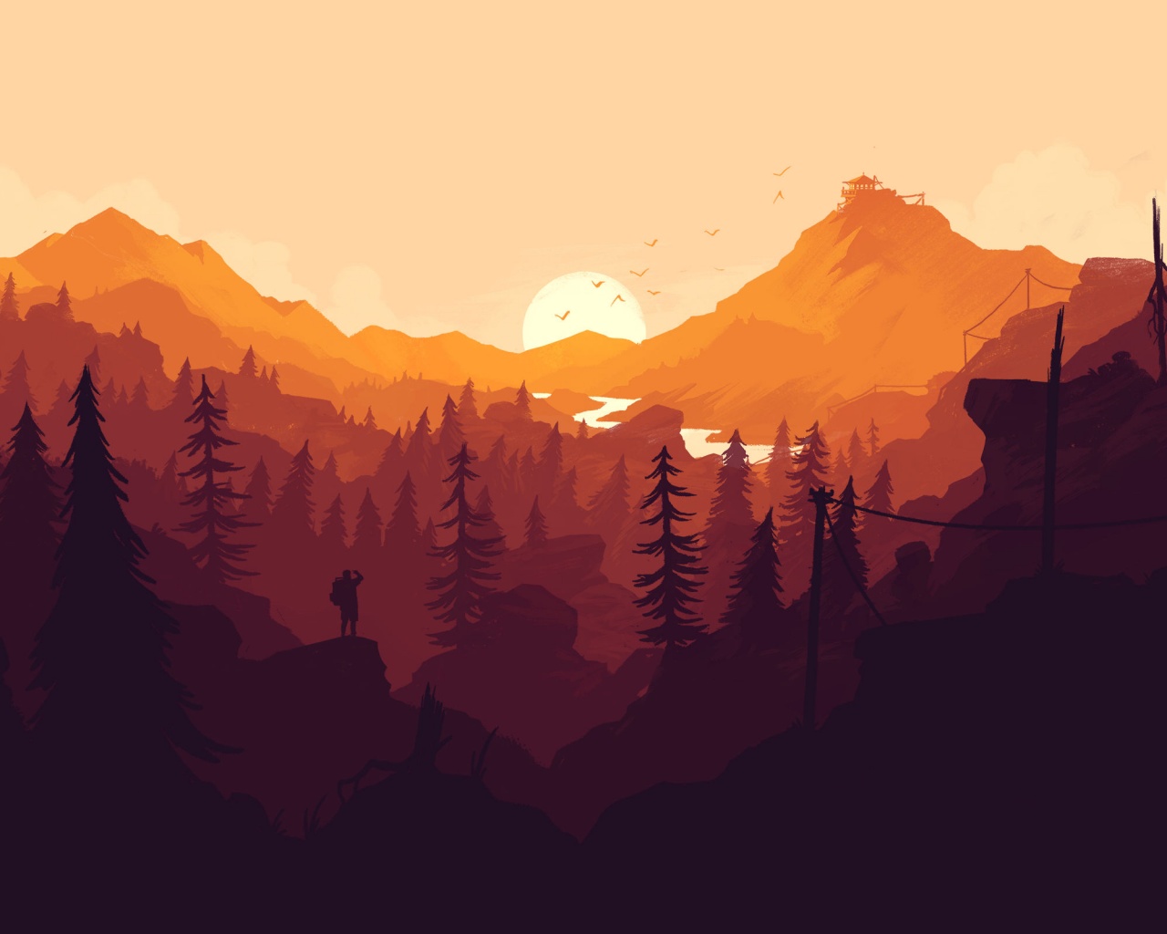 Красный Firewatch обои