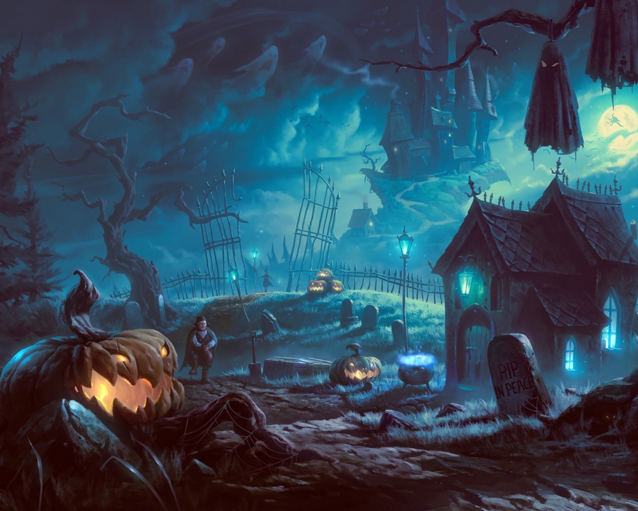 Кладбище на Хэллоувин обои