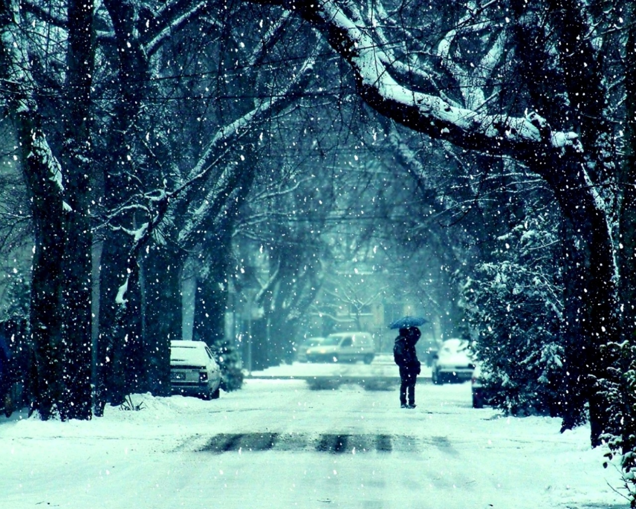 Зимняя улица обои