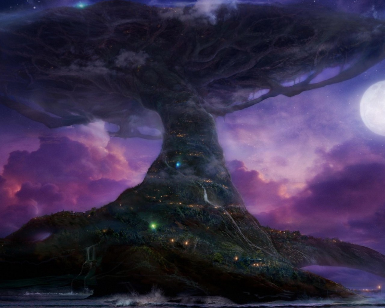 Дерево-город обои