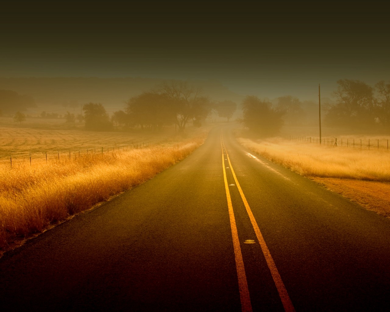 Туманная дорога обои