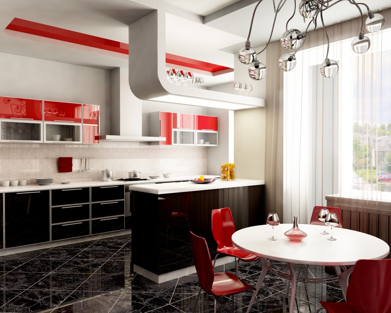 Современная кухня обои