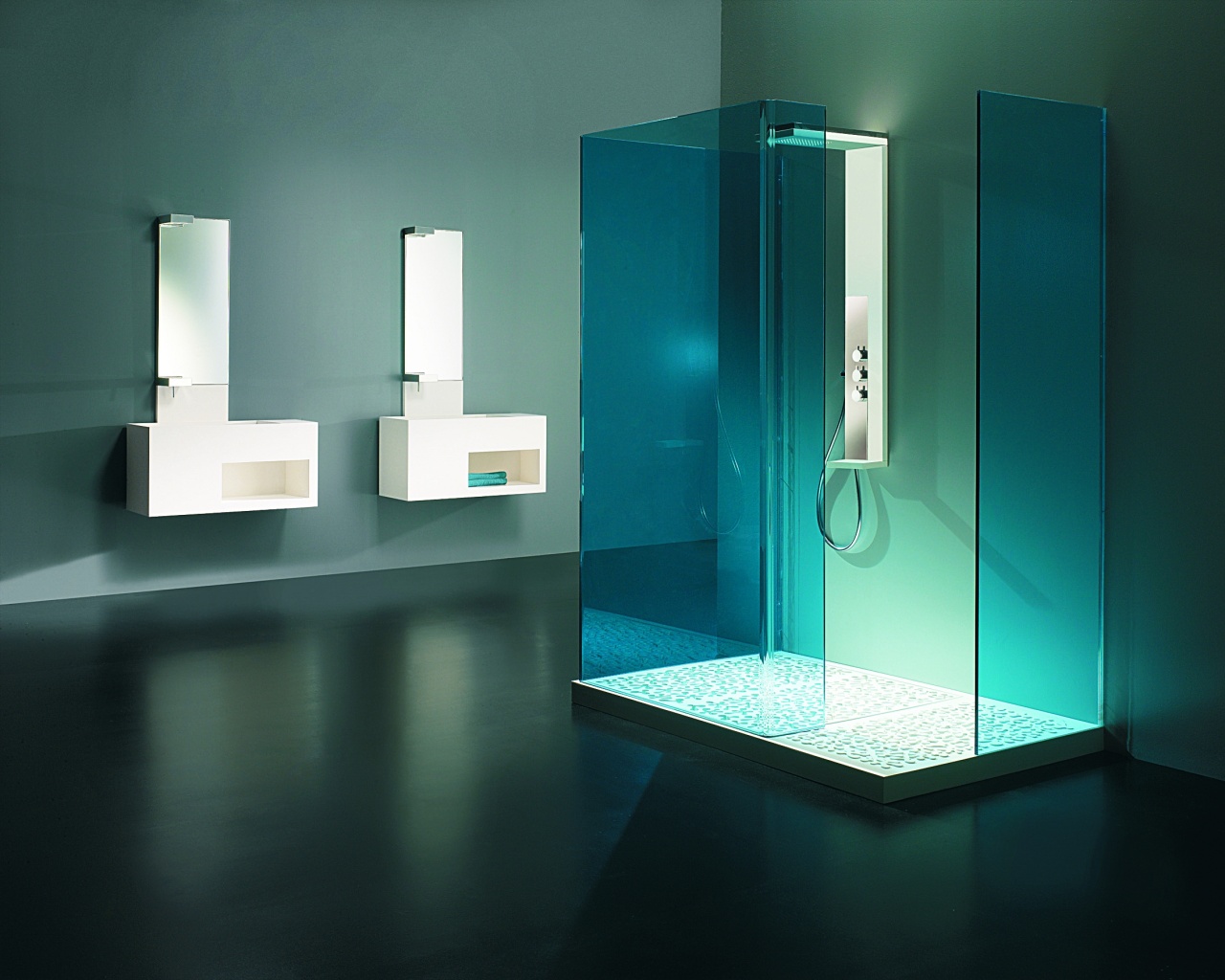 Ванная комната в стиле hi tech обои