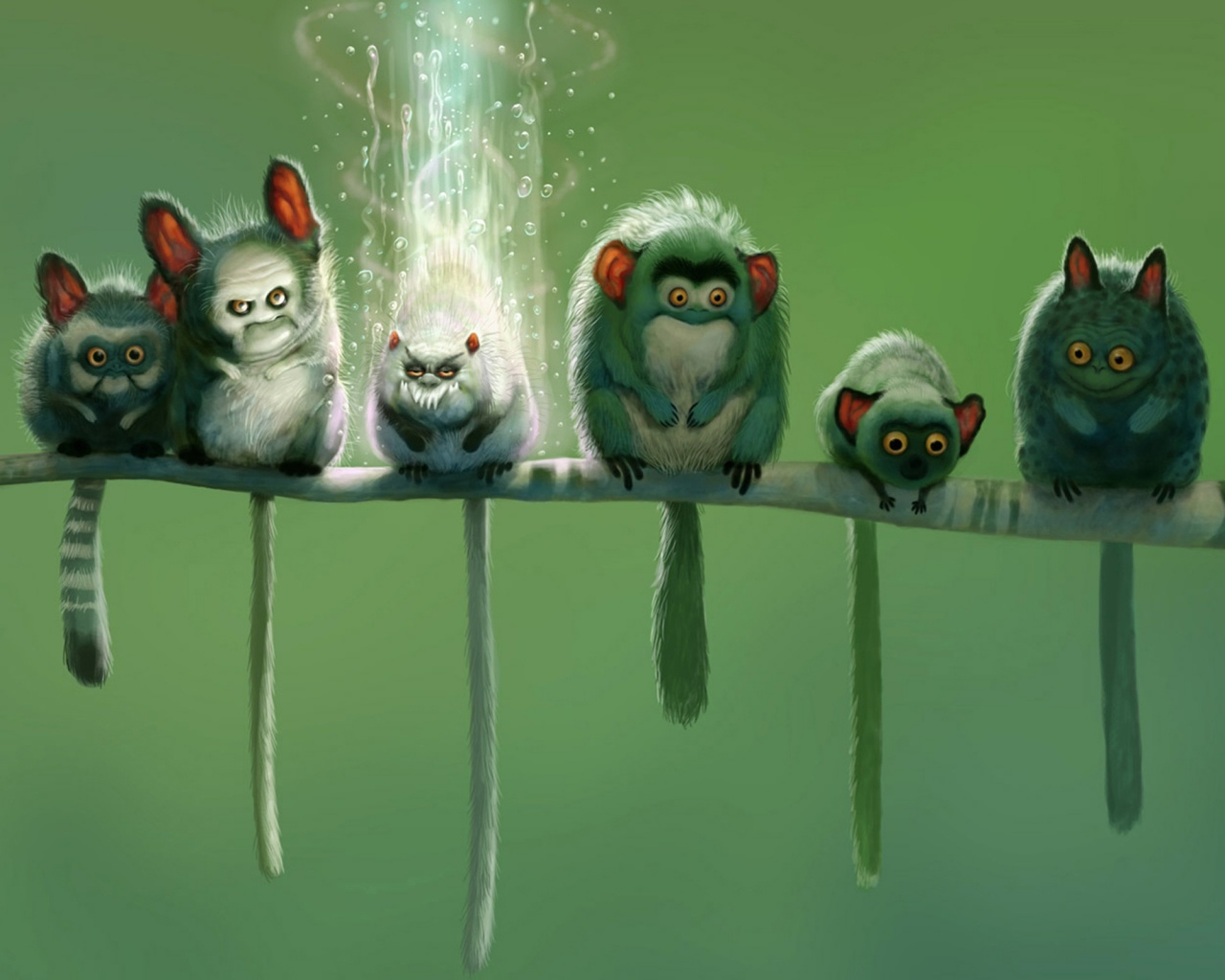 Существа на ветке обои