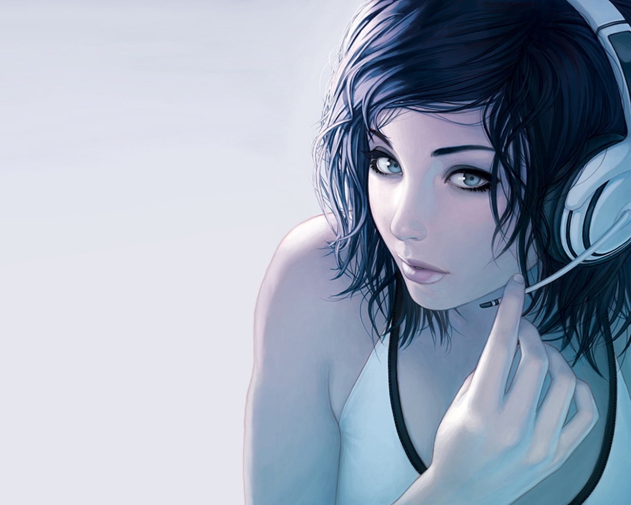 Сексуальная девушка в наушниках с микрофоном обои