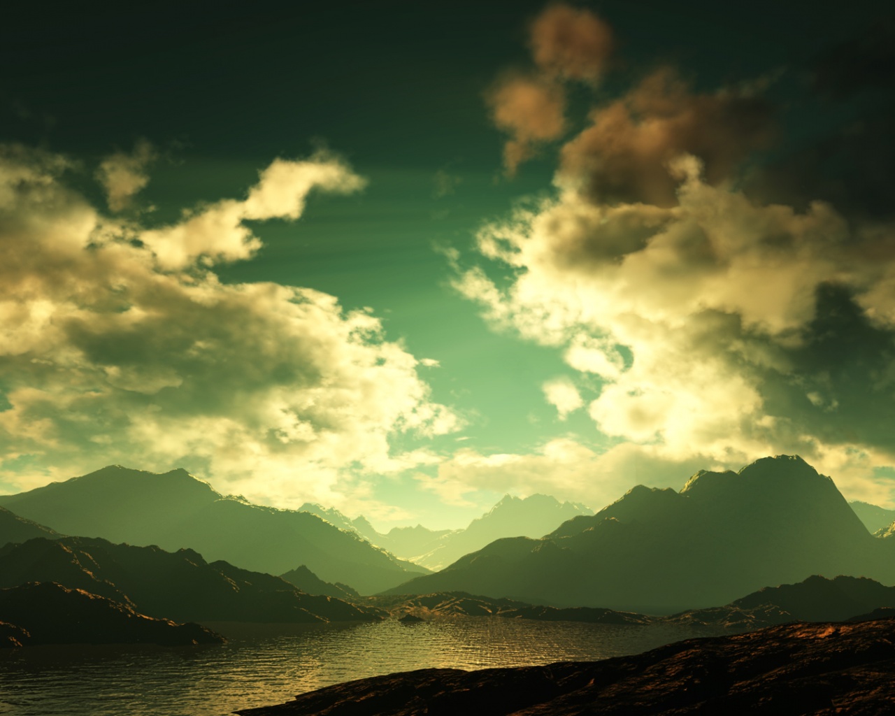 Закат в горах обои