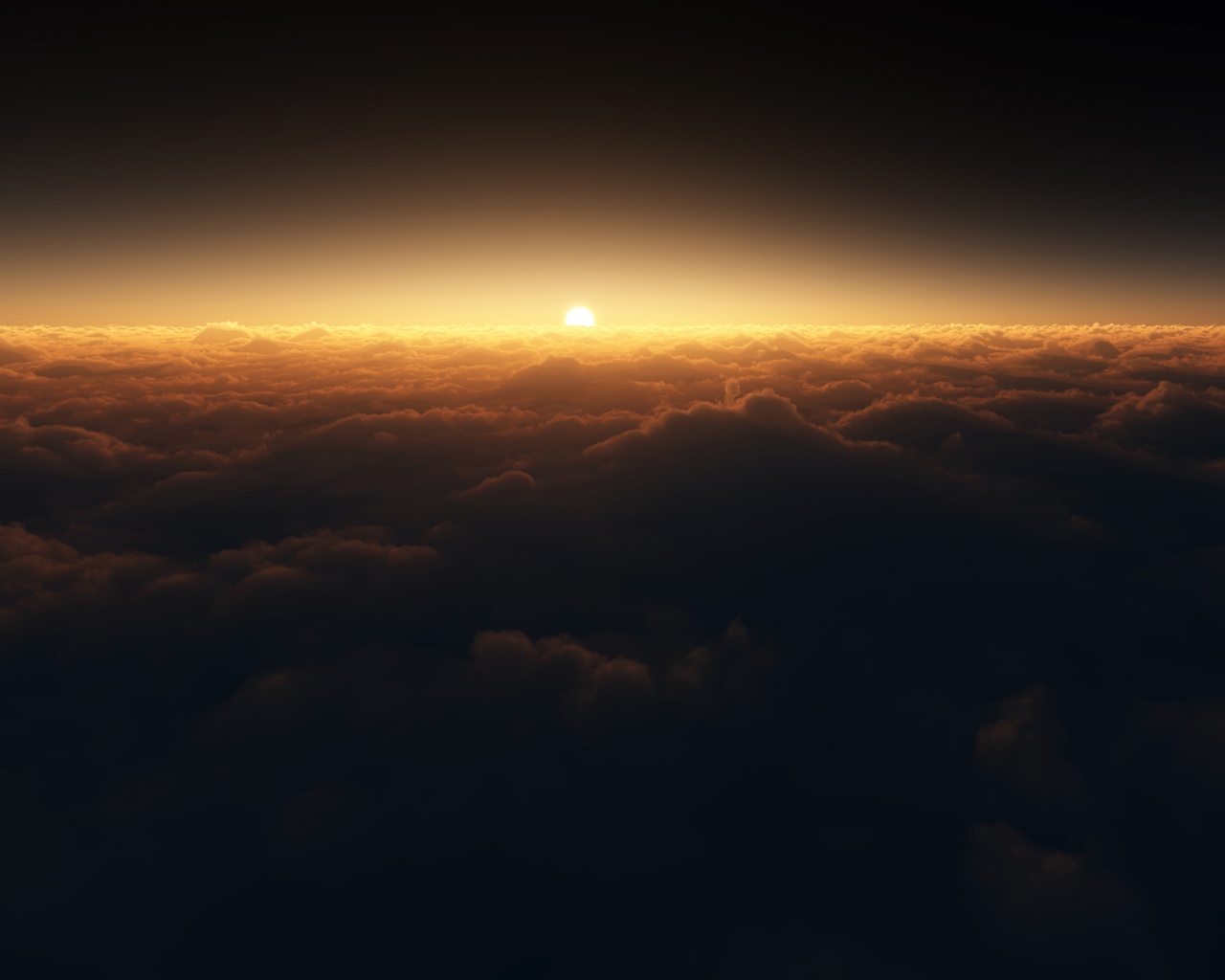 Закат над облаками обои