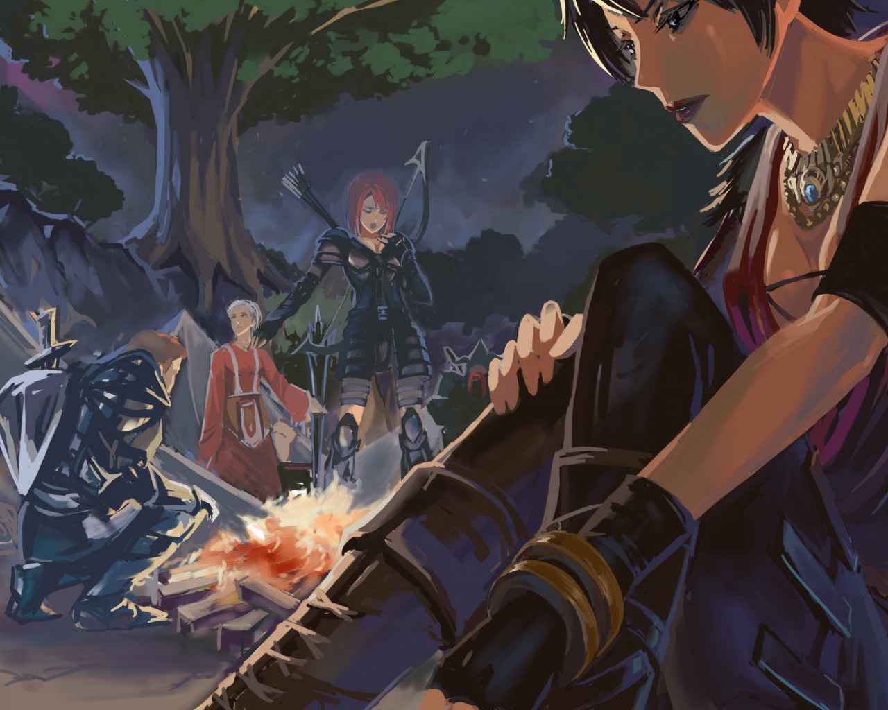 Рисунок Морриган в лагере обои