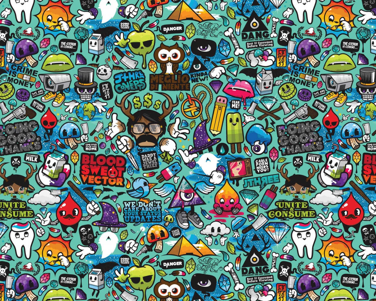 Коллаж из мультяшных картинок обои