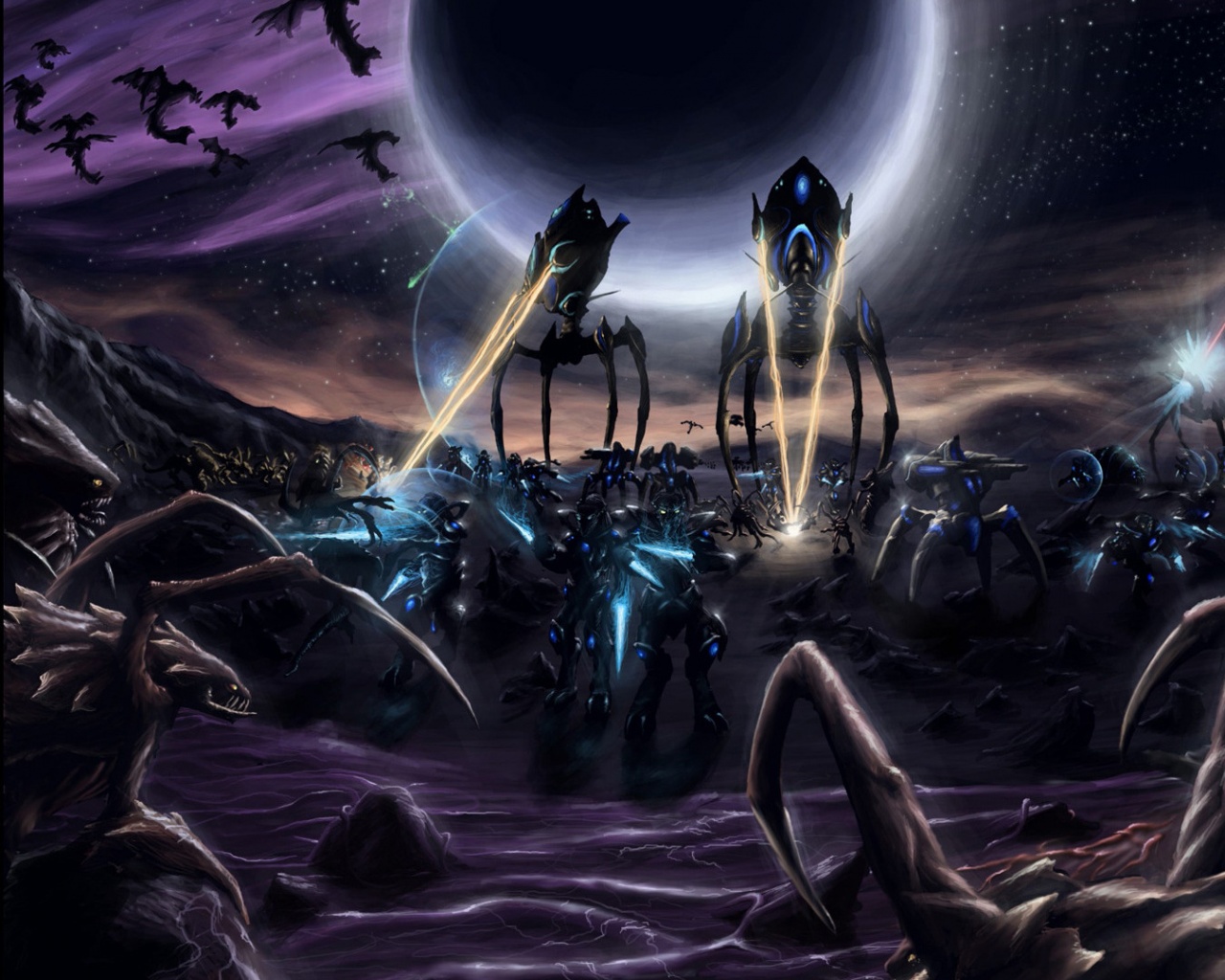 Протосы против зергов обои