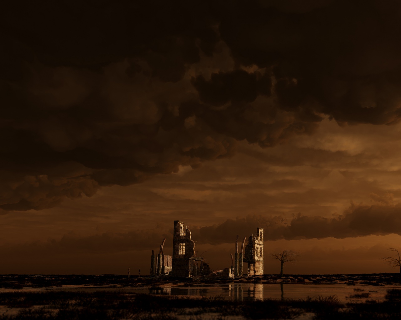 Руины здания обои