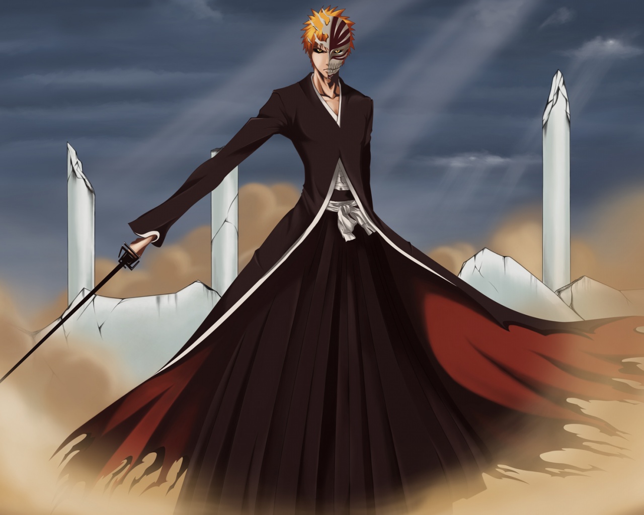 Хичиго в руинах обои