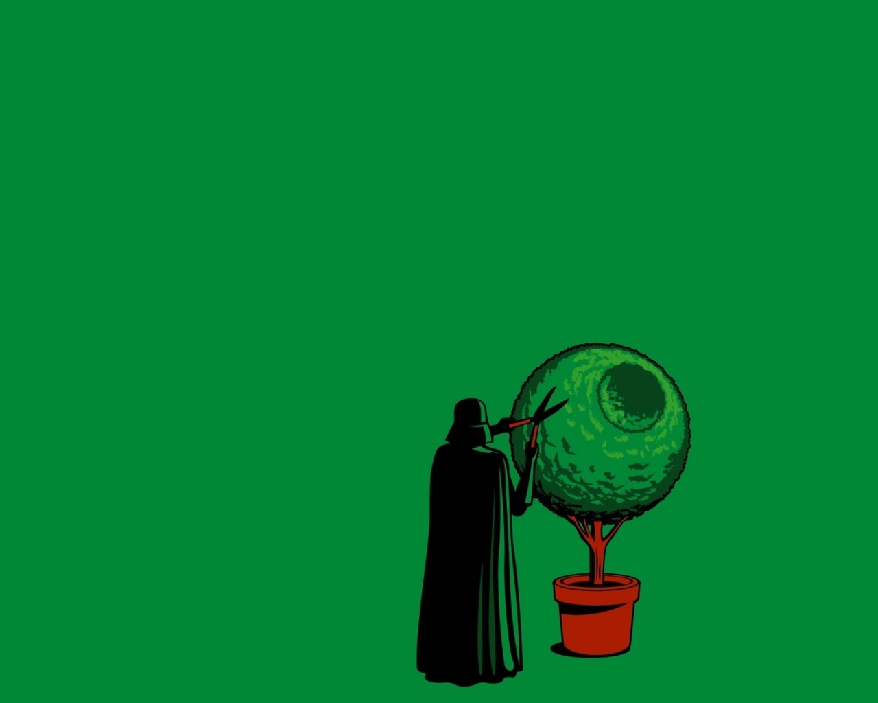 Дарт Вейдер постригает куст обои