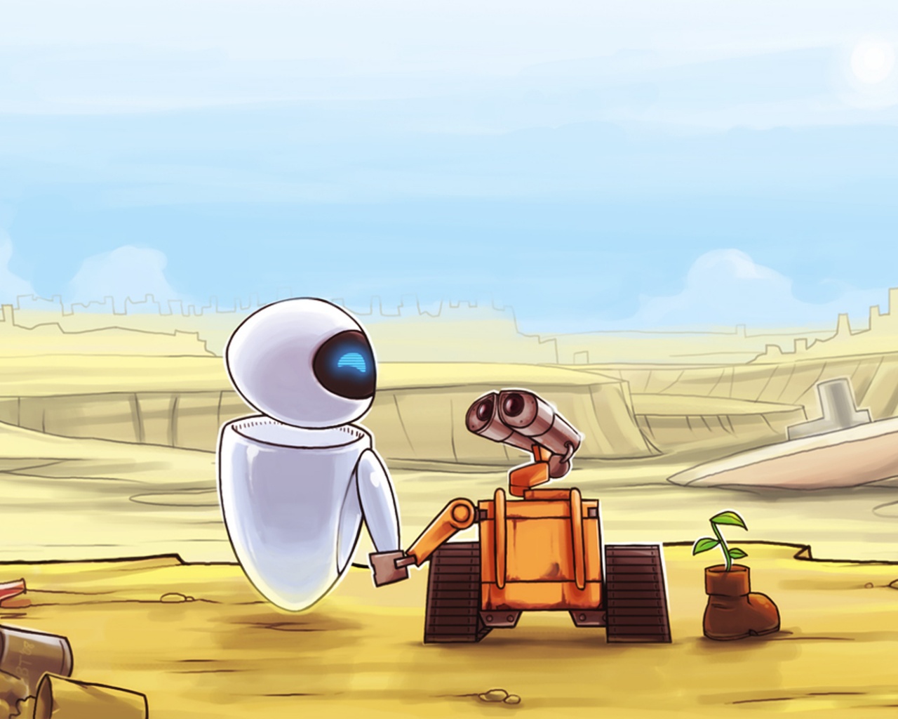 WALL-E и Ева обои