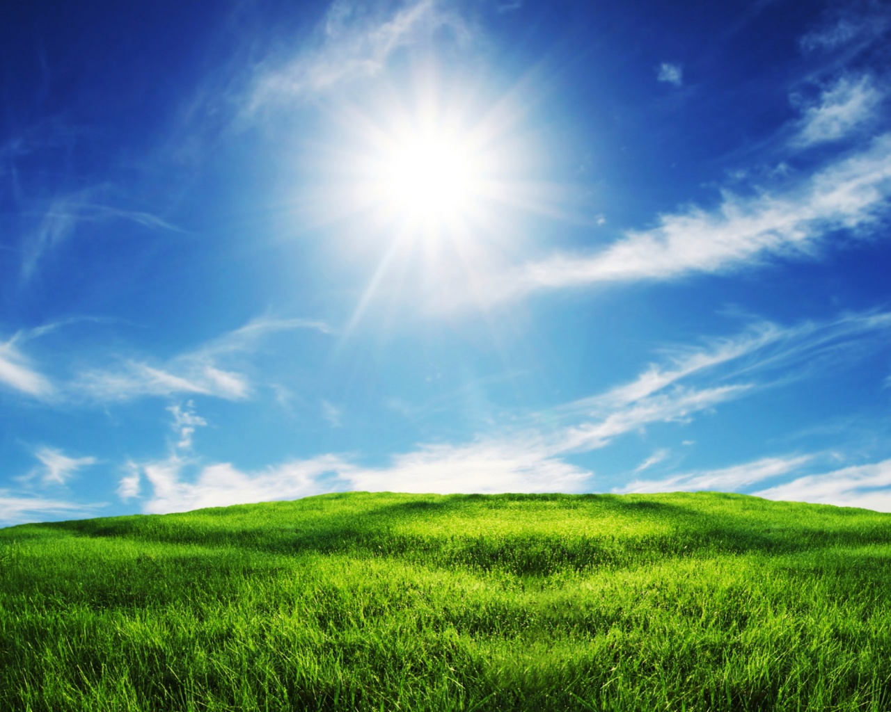 Солнце над холмом обои